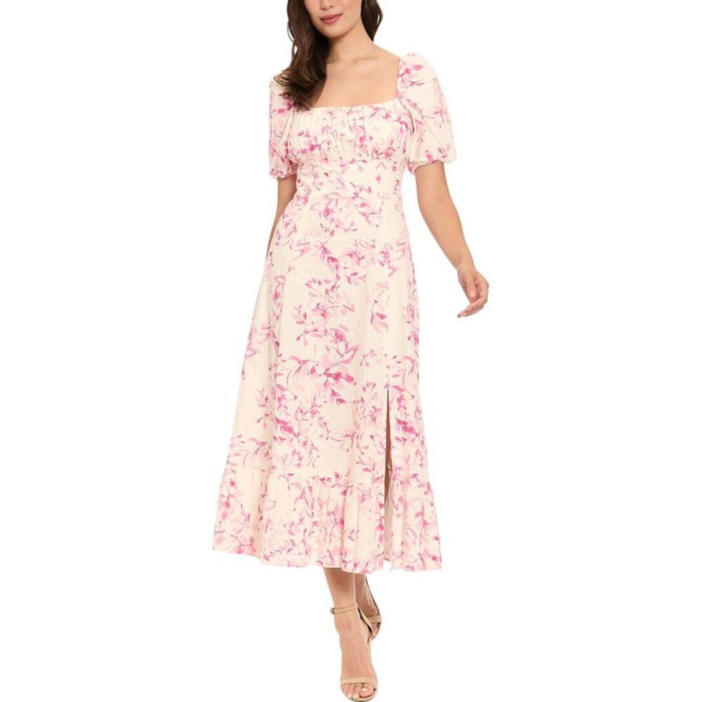 London Times Womens  Midi Dress, White